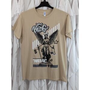 Brisco King "Justice" Lady Justice Tan Short Sleeve T-Shirt Men's Large
